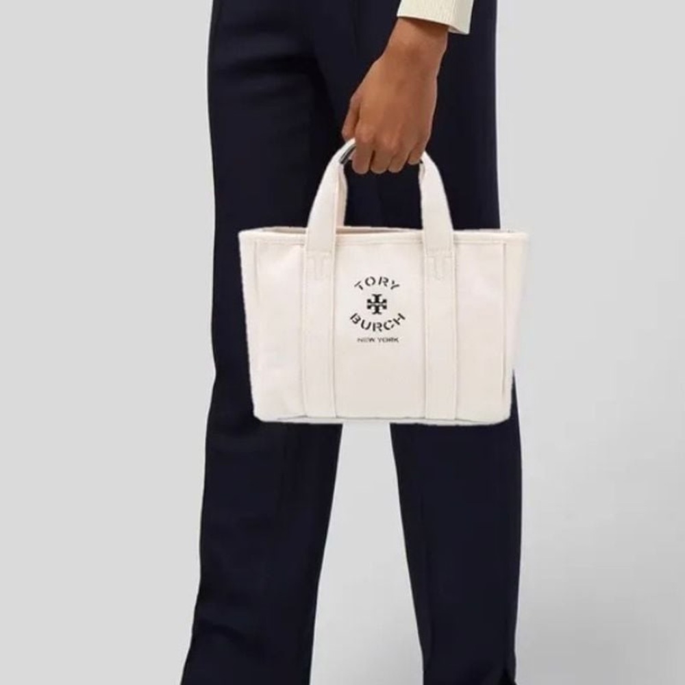 TORY BURCH *NWOT* Mini Mercer Canvas Tote Bag in Natural - Picture 3 of 11